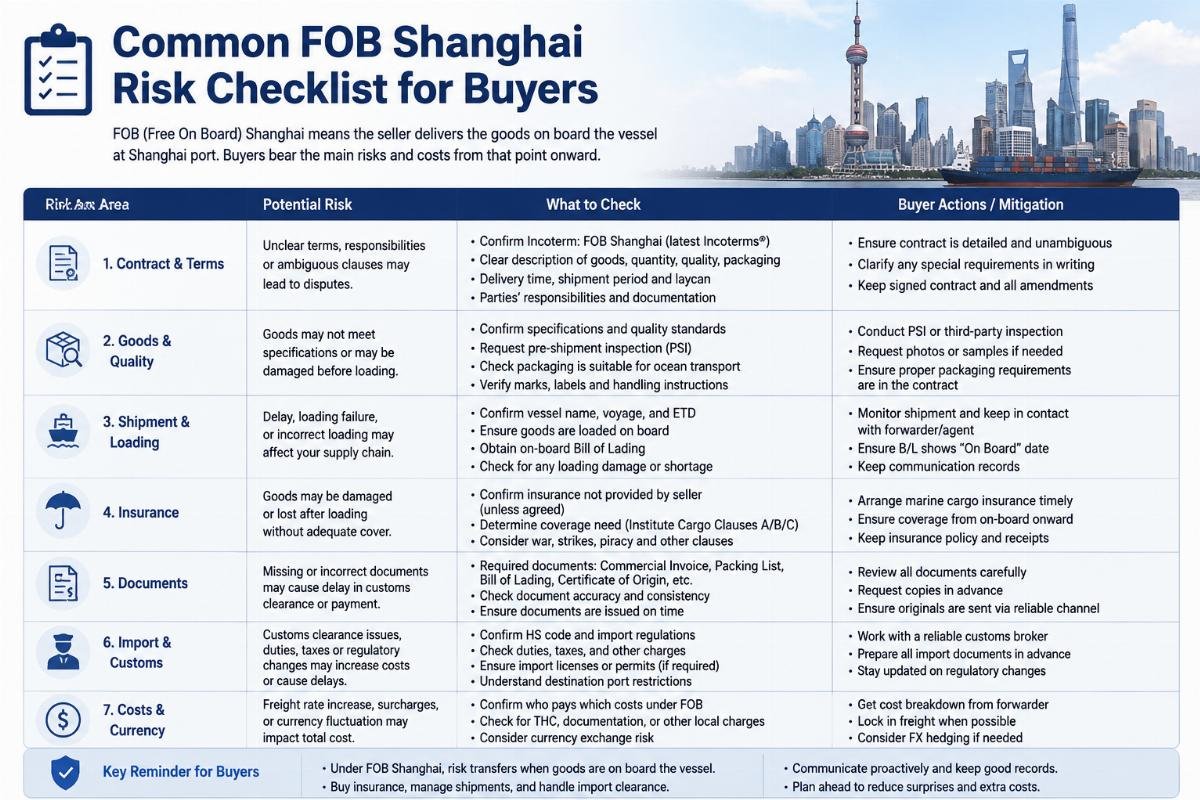 Common FOB Shanghai risk checklist for buyers