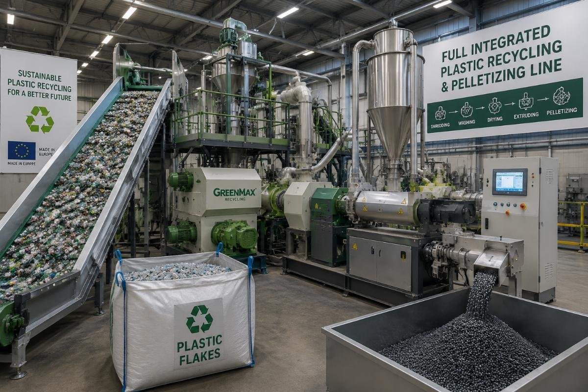 Full integrated plastic recycling and pelletizing line in operation at a European facility
