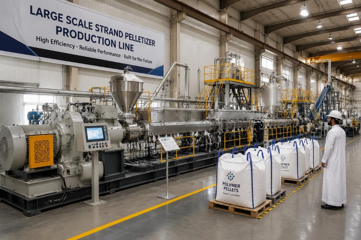 Large scale strand pelletizer production line in a Middle Eastern factory