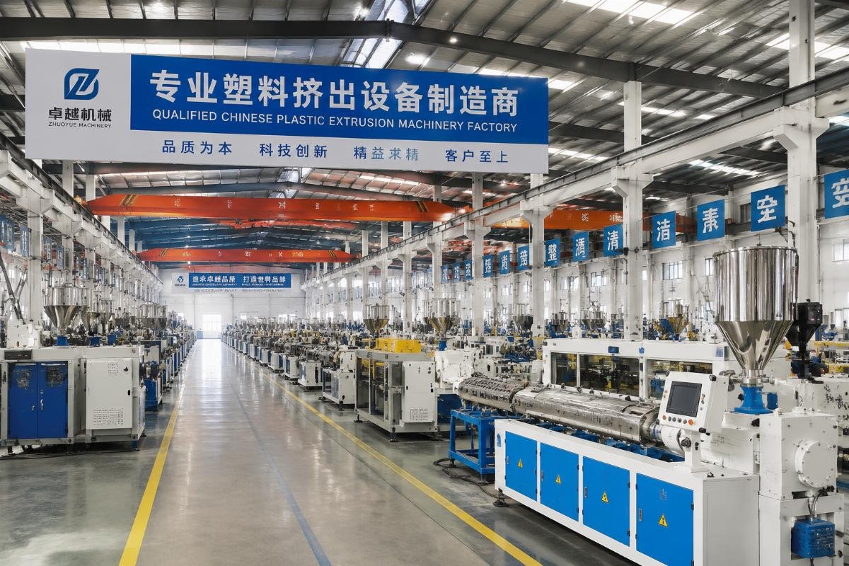 Qualified Chinese plastic extrusion machinery factory production floor